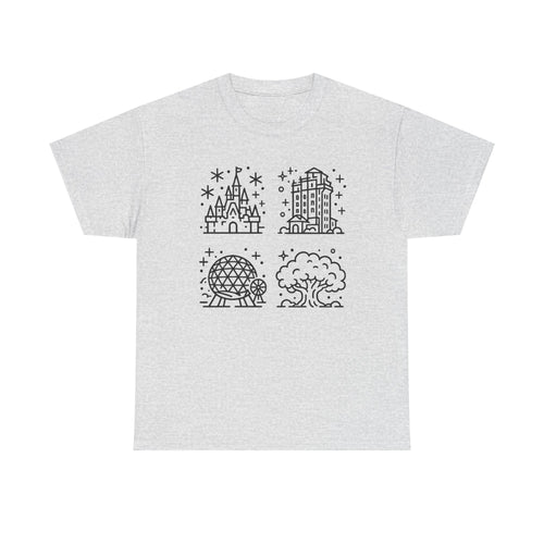 All Four Theme Parks T-Shirt — Park Icons Graphic Tee
